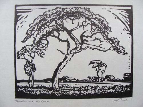 J.H. Pierneef - "Thorntree and Landscape"