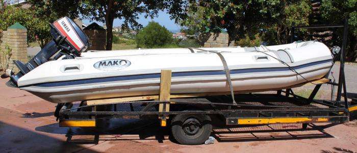 4.5 Meter Inflatable boat on trailer with 28hp Yamaha motor