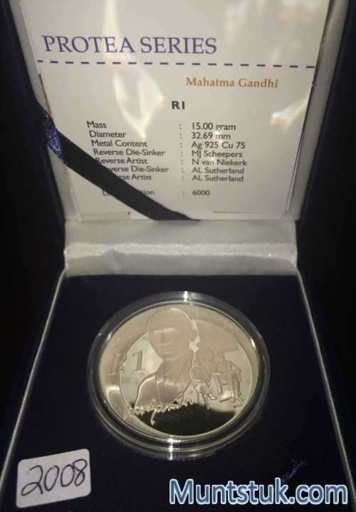 2008 Protea R1 Silver - Mahatma Ghandi Proof