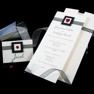 White Personalised Invitation with pre printed Standard envelope