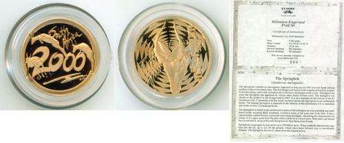 2000  SPRINGBOK MILLENIUM MEDALLION-1/4oz--very rare--mintage 500