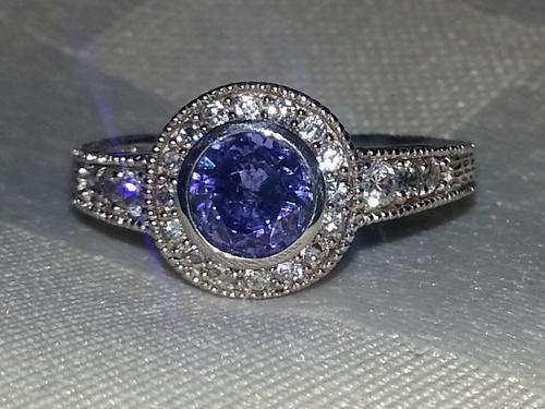 STUNNING TANZANITE SIMMULANT STERLING SILVER RING