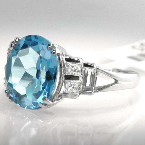 STUNNING 5.5 BLUE TOPAZ RING WITH  WHITE SAPPHIRES- VALUE $3533!!!!!!