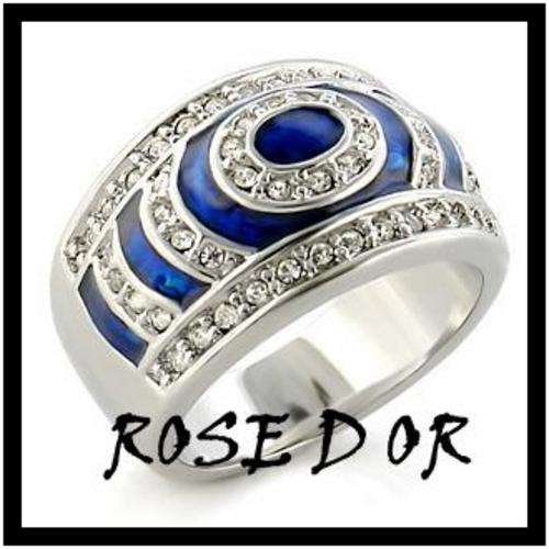 STUNNING BLUE AND CLEAR CZ DESIGNED DRESS RING!!! SIZE 8!!!- LAST ONE-!!!