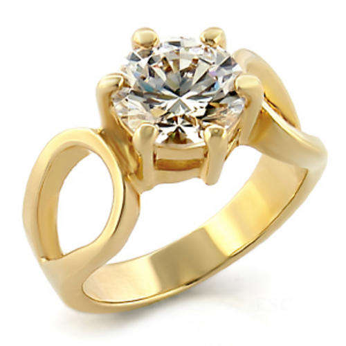 Sandra Bullock Inspired - Gold Overlay Engagement Ring, 4-Carat Size 7!!