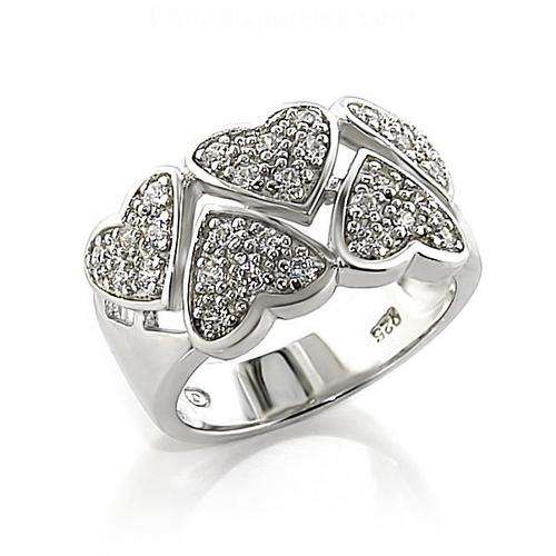 Silvertone Cubic Zirconia Pave Heart Band Ring Size 6 (M)!!!!