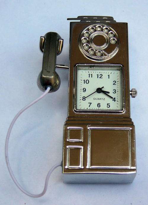 BEAUTIFUL MINIATURE CLOCK "OLDFASHIONED PHONE"