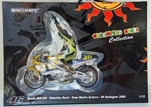 MINICHAMPS VALENTINO ROSSI NASTRO AZZURO HONDA 500cc DONNINGTON GP 2000 WITH FIGURINE