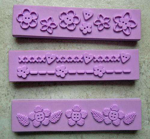 3 RUBBER STAMPS ON A FOAM MOUNT - FLOWER BORDERS