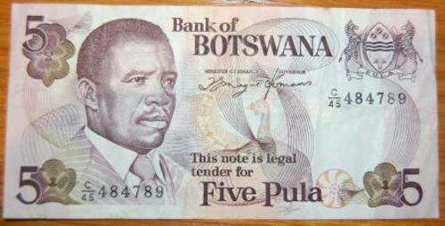 !!! Botswana Five Pula Note in used Condition !!!