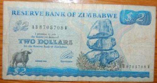!!! Zimbabwe  $2  Note in used Condition !!!