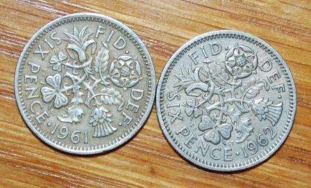 " Pair of British 6 Pence "