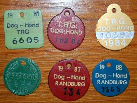 " Lot of 6 Randburg Dog licenses "
