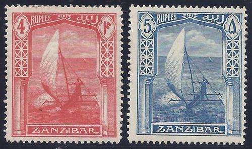 Zanzibar 1914/22 set: 4 Rupees & 5 Rupees Fine mint. SG 273/4. CV R 500. See below.