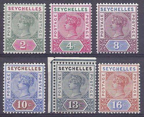 SEYCHELLES 1892 SET OF 6 SUPERB MNH/M SG 9/14 R 1350 SEE BELOW