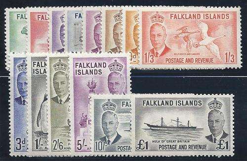Falkland Islands1952 George VI set of 14 very fine mint. SG 172/185. CV R 3240. See below.