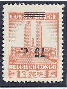 Belgian Congo 1941 Variety: Inverted Surcharge fine mint. SG 243a. CV R 500. See Below.