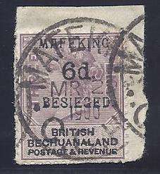 Mafeking: 1900 SG 10 used on piece. CV R 1700. See below.