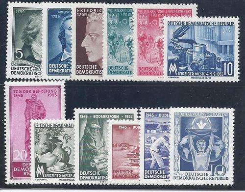 Germany (East) 1955 Group of 12 Superb MNH. SG E 209/14, 222/7. CV R 400. See below.