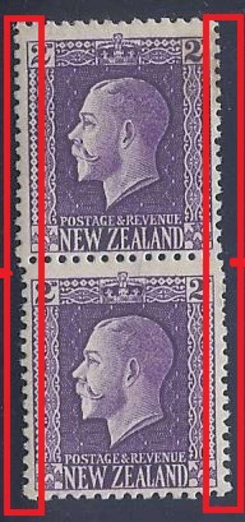 New Zealand 1915 George V pair with shifted perf line fine mint. SG 417. See below.