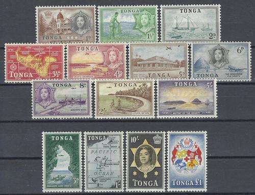 Tonga 1953 set of 14 MM. CV R 1,600. SG 101/14.  See below.