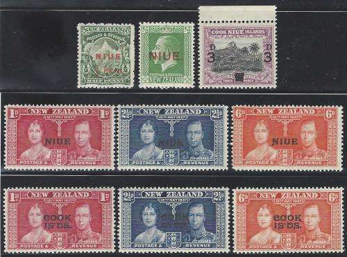 New Zealand ( Niue & Cook Islands) Group of 9 including 2 sets MNH/VFM. See below.