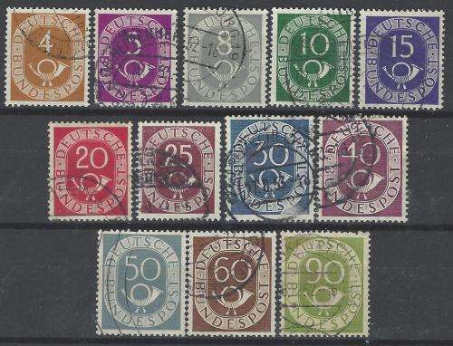 Germany 1951/2 Posthorn Group of 12 fine used. CV R 570. See below.