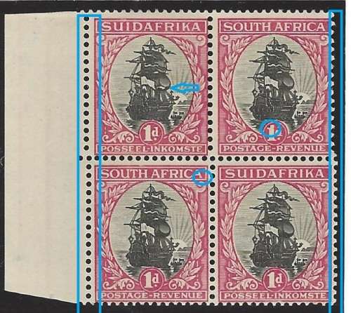 Union: Very Scarce Roto fine mint block with 4 UHB varieties. See below.