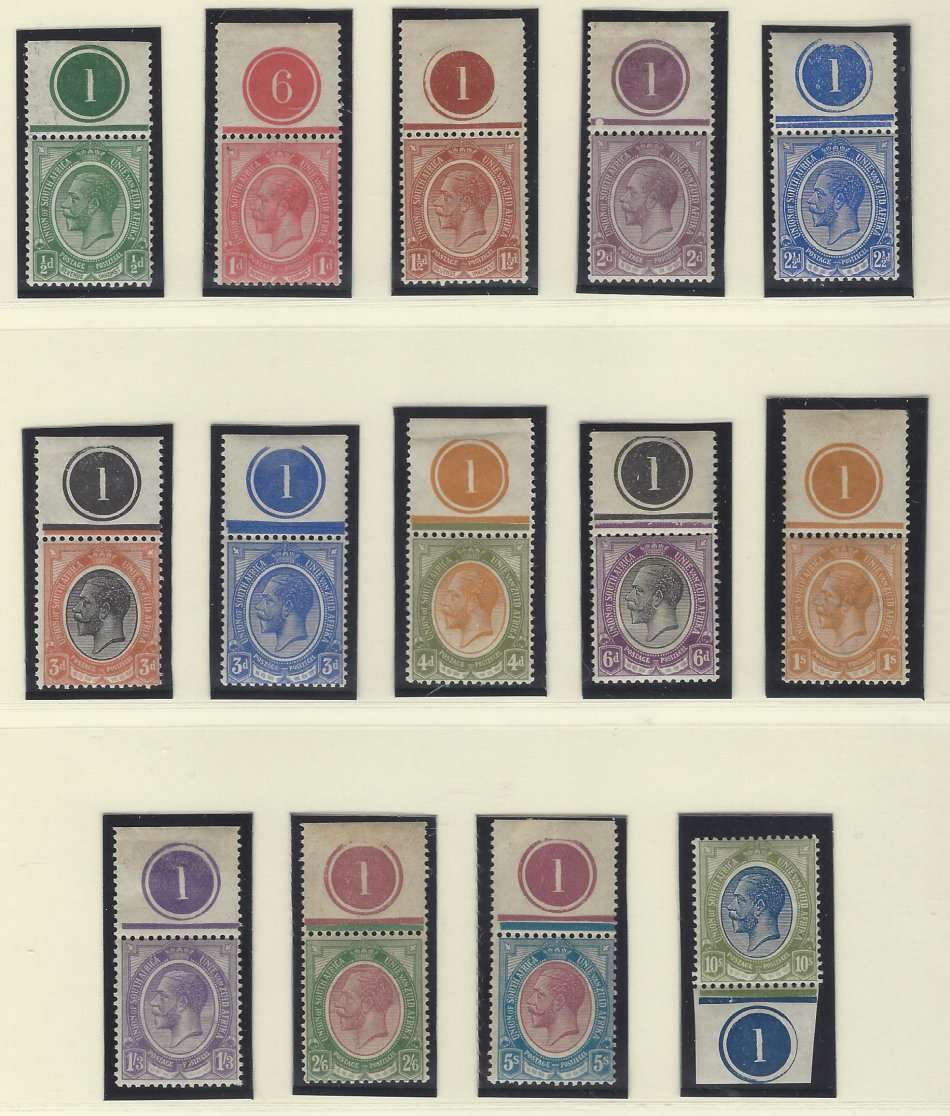 Union Kings Heads Plate Number singles to 10s fine mint. See both scans below.
