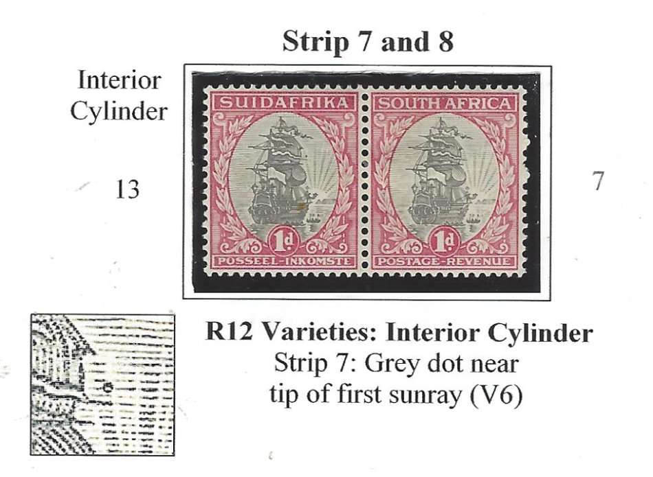 The Rare UHB Roll 12S V6 mint variety "Grey spot near tip of  first sunray". See below.