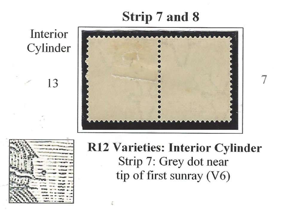 The Rare UHB Roll 12S V6 mint variety "Grey spot near tip of  first sunray". See below.