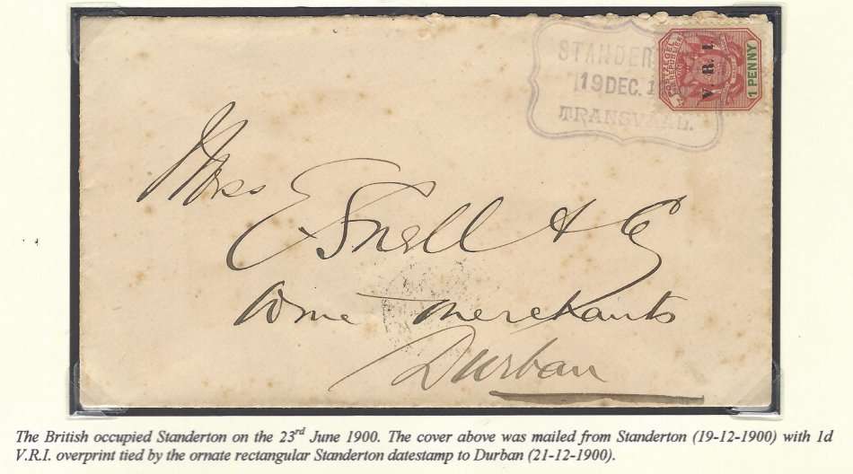 Boer War: Very Scarce 1900 ORNATE STANDERTON datestamp cover to Natal. See below.