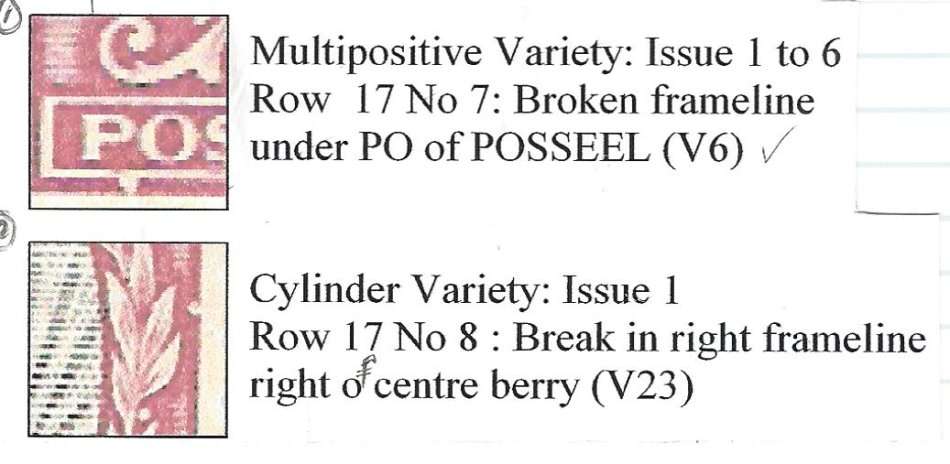 Union: June 1930 Roto 1d Issue 1 strip with 3 varieties: V6, V23 & ano. fine mint. See below.