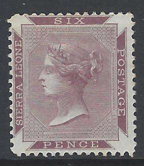 Sierra Leone 1885 SG 35 fine mint. CV R 1,150+. See below.