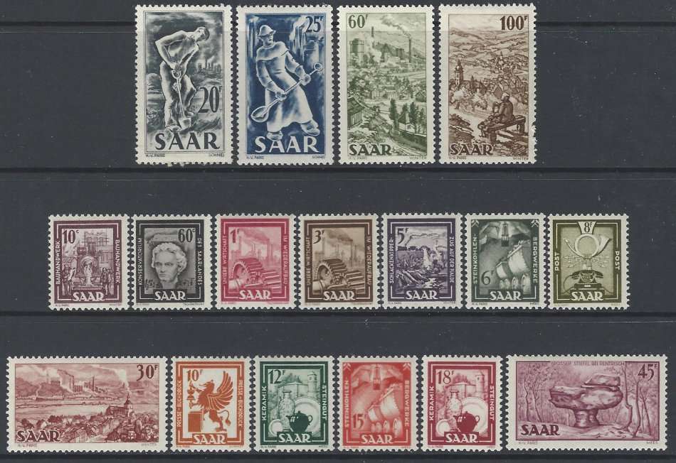 Germany (SAAR) 1949/51 set of 17 superb MNH. SG 264/80. CV R 3,100+. See below.