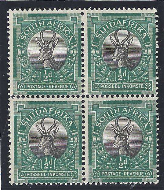 Union 1927 Pretoria Printing block with complete offset on back superb MNH. UHB 33 V11. See below.