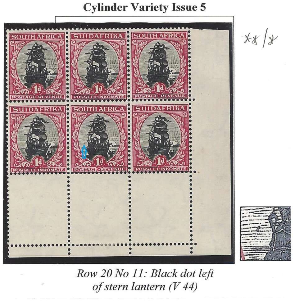Union 1930 Roto 1d Issue 5 CORNER blocks with varieties UHB37 V37, V38, V44 fine mint. See below.