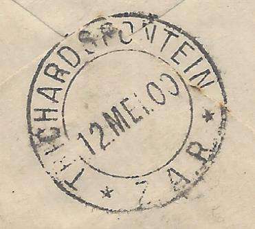 Transvaal/ZAR: Rare TRICHARDSFONTEIN datestamp on cover. See below.