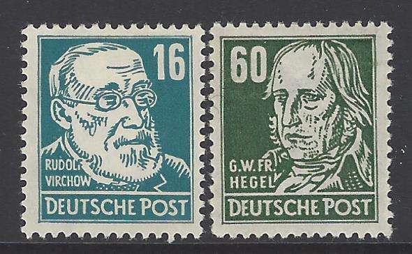 Germany (East) 1952/3 Scarcer watermarked (Wmk E30) pair SG E87, 93 fine mint. See below.