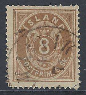 Iceland 1873 very scarce SG 3. CV £ 1,300 in 2013. Used with expert/dealer`s backstamp. See Below.