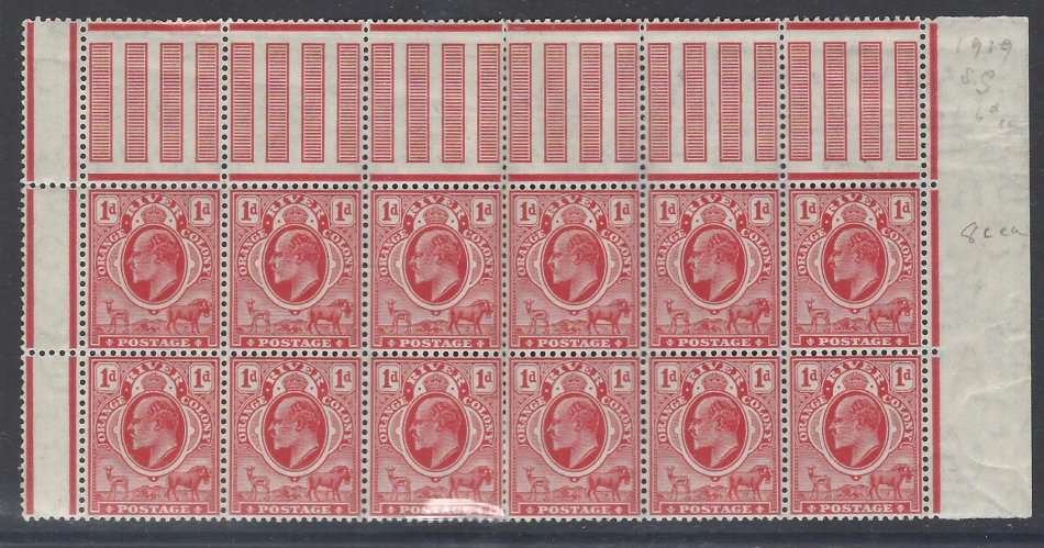 OFS: Scarce 1905 SACC 94 MNH INTERPANNEAU BLOCK of 12. See below.