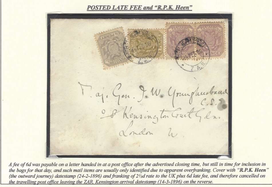 For Roddy only: Transvaal: POSTED LATE FEE and `R.P.K. HEEN`. See below.