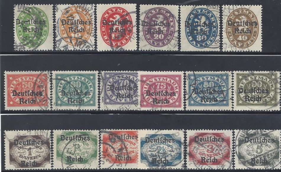 Germany 1920 set of 18 fine used. SG O137/54. CV R2,000. See below.