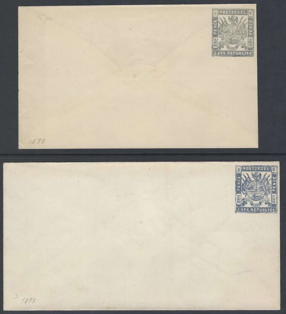 Transvaal (ZAR) 1873 The scarce two different size Davis Stationery envelopes. See below.