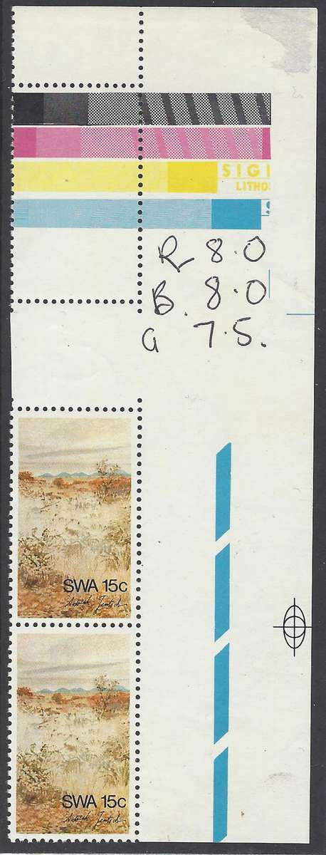 SWA 1973 The elusive 15c Adolph Jentsch Proof pair with gutter margin superb MNH. See below.