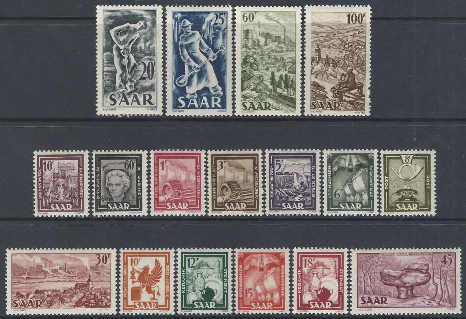 Germany (SAAR) 1949/51 Scarce superb MNH set of 17. SG 264/80. CV R 4000+. See below.