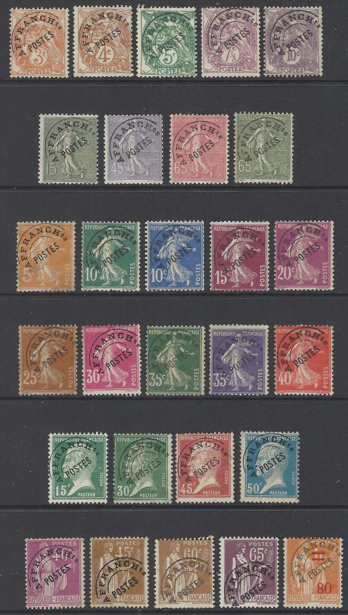 France 1922/32 Group of 28 Sower/Pasteur/Peace heads fine used. CV R 1,600+. See below.