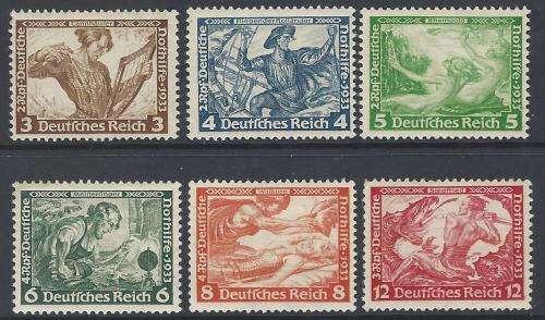 Germany 1933 Wagner set of 6 to 12pf VFM/MNH. SG 513/8. CV R 1,900. See below.