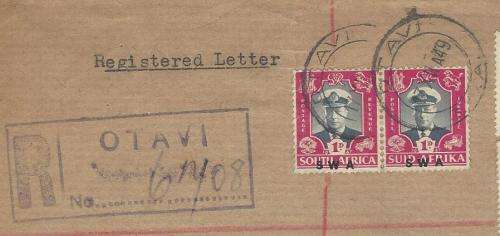 SWA Regsitered cover scarce destination OTAVI/TRINIDAD/BERMUDA. See below.