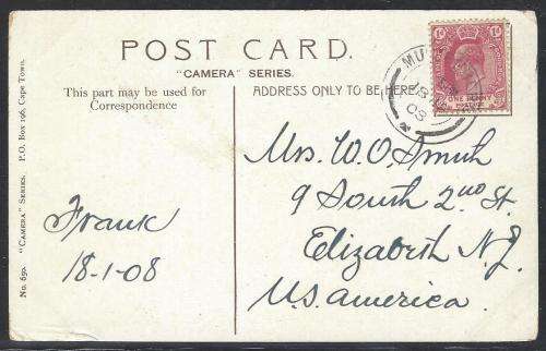 Cape 1908 historic homesteads at WOODSTOCK and MUIZENBERG - cards to USA -  See below